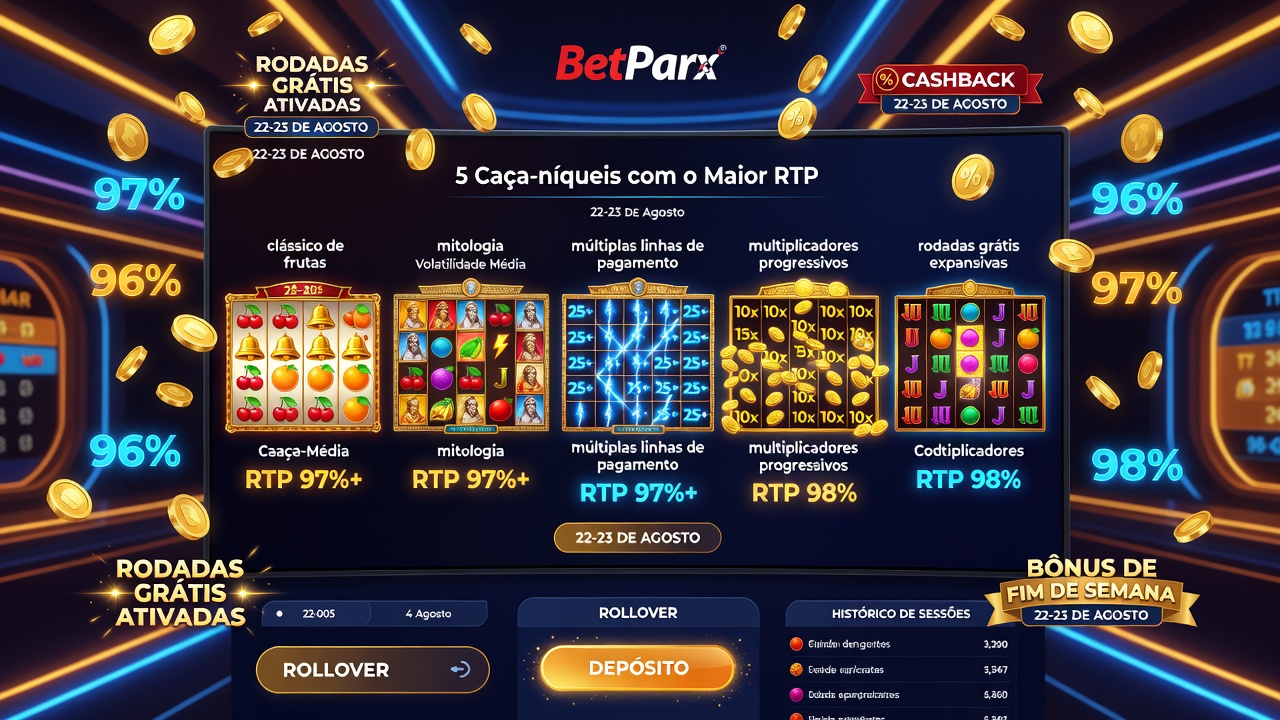 5 Caça-níqueis com o Maior RTP para Jogar com a Promoção do BetParx Casino Neste Fim de Semana (22-23 de Agosto)