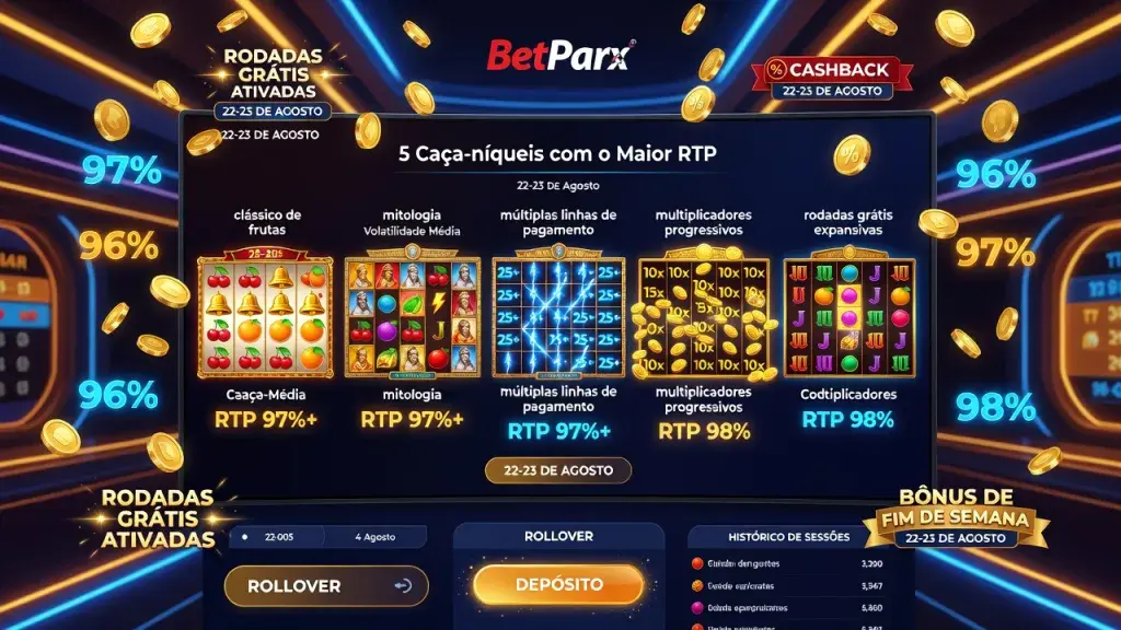 5 Caça-níqueis com o Maior RTP para Jogar com a Promoção do BetParx Casino Neste Fim de Semana (22-23 de Agosto)